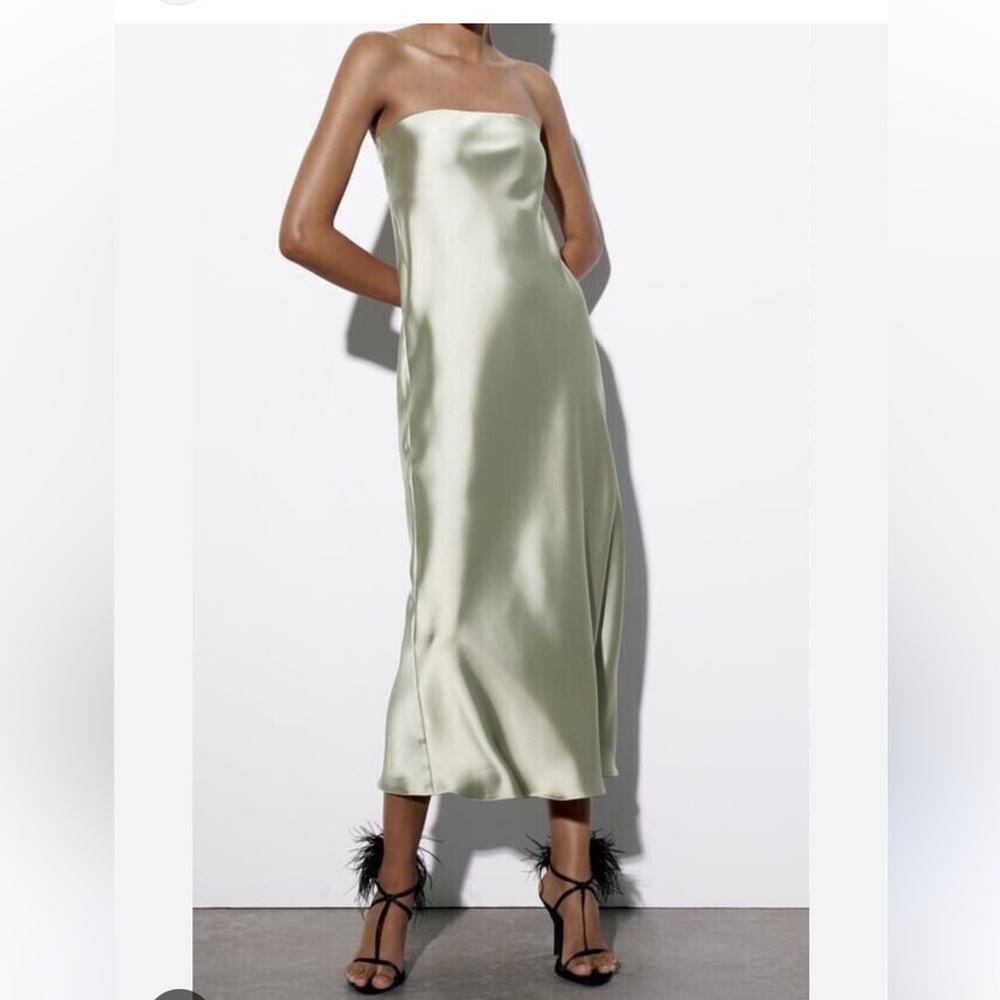 Zara Green Strapless Dress
